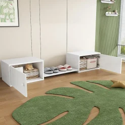 Meuble à chaussures 189x40x34,5 cm, multifonction, utilisable avec lit superposé, blanc