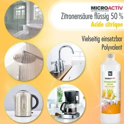 Microactiv Acide Citrique Liquide 50% Détartrant Polyvalent 2 x 5 L, Et Économique