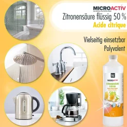 Microactiv Acide Citrique Liquide 50% Détartrant Polyvalent 1 x 5 L, Et Économique