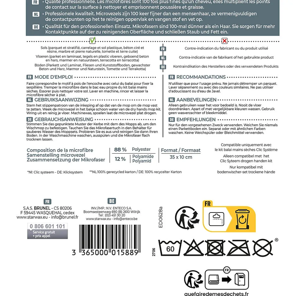 Microfibre balai mains sèches Clic système Starwax