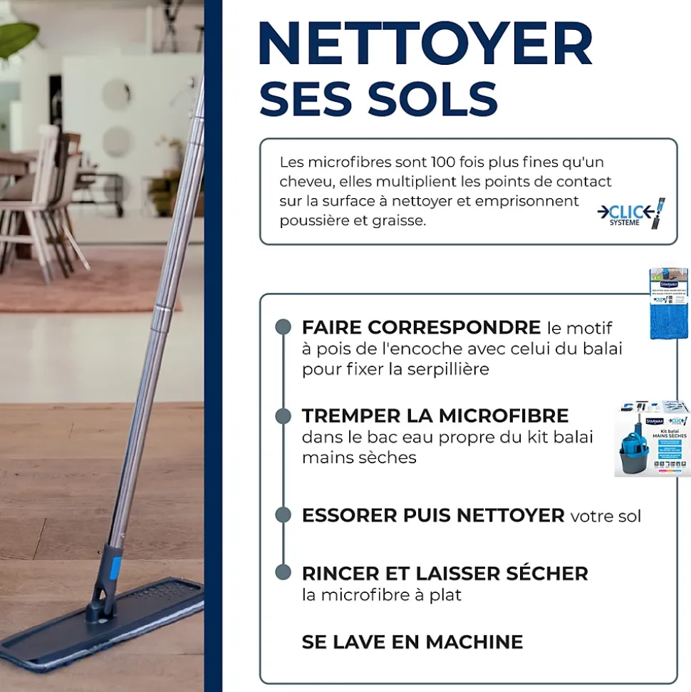 Microfibre balai mains sèches Clic système Starwax