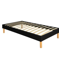 Mina - sommier tapissier noir - pieds de 20 cm pour matelas 80x200 - 13 lattes - -
