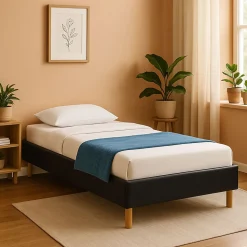 Mina - sommier tapissier noir - pieds de 20 cm pour matelas 80x200 - 13 lattes - -