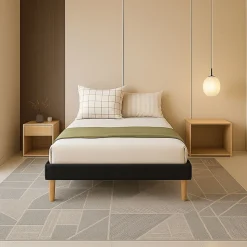 Mina - sommier tapissier noir - pieds de 20 cm pour matelas 80x200 - 13 lattes - -