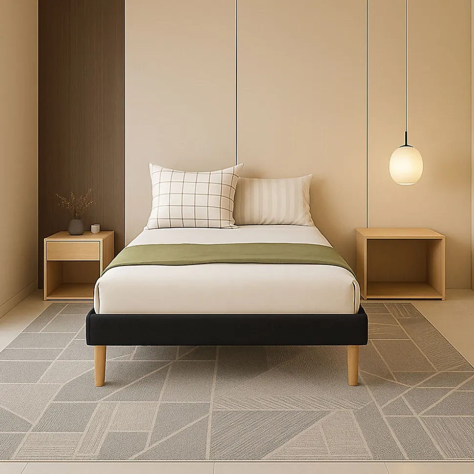 Mina - sommier tapissier noir - pieds de 20 cm pour matelas 80x200 - 13 lattes - -