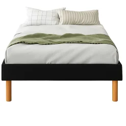 Mina - sommier tapissier noir - pieds de 20 cm pour matelas 80x200 - 13 lattes - -