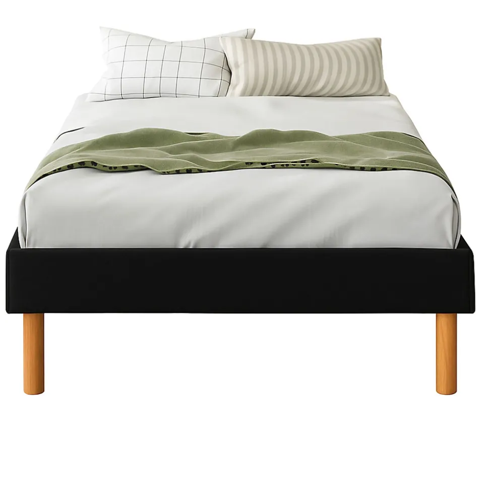 Mina - sommier tapissier noir - pieds de 20 cm pour matelas 80x200 - 13 lattes - -