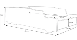 Monster Truck lit simple 160x80 avec matelas