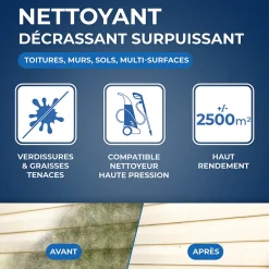 Nettoyant décrassant toitures, murs et sols gros nettoyage Starwax 5L
