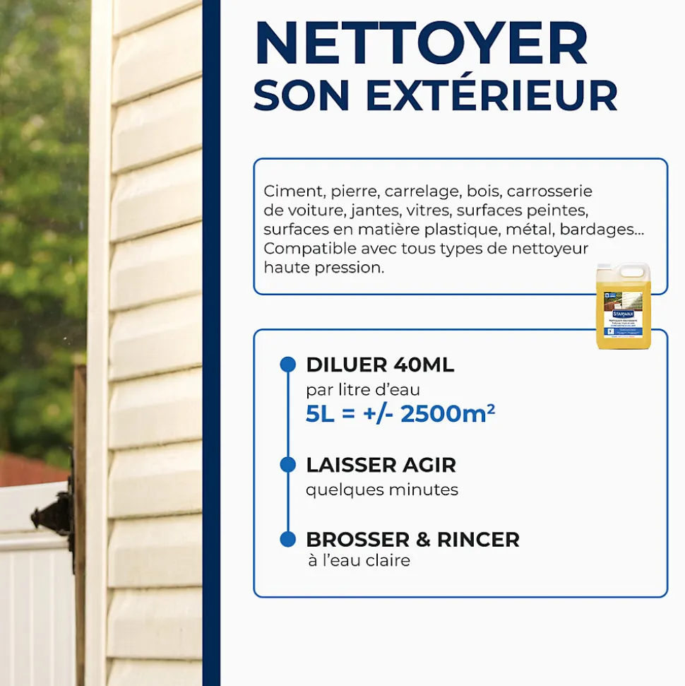 Nettoyant décrassant toitures, murs et sols gros nettoyage Starwax 5L