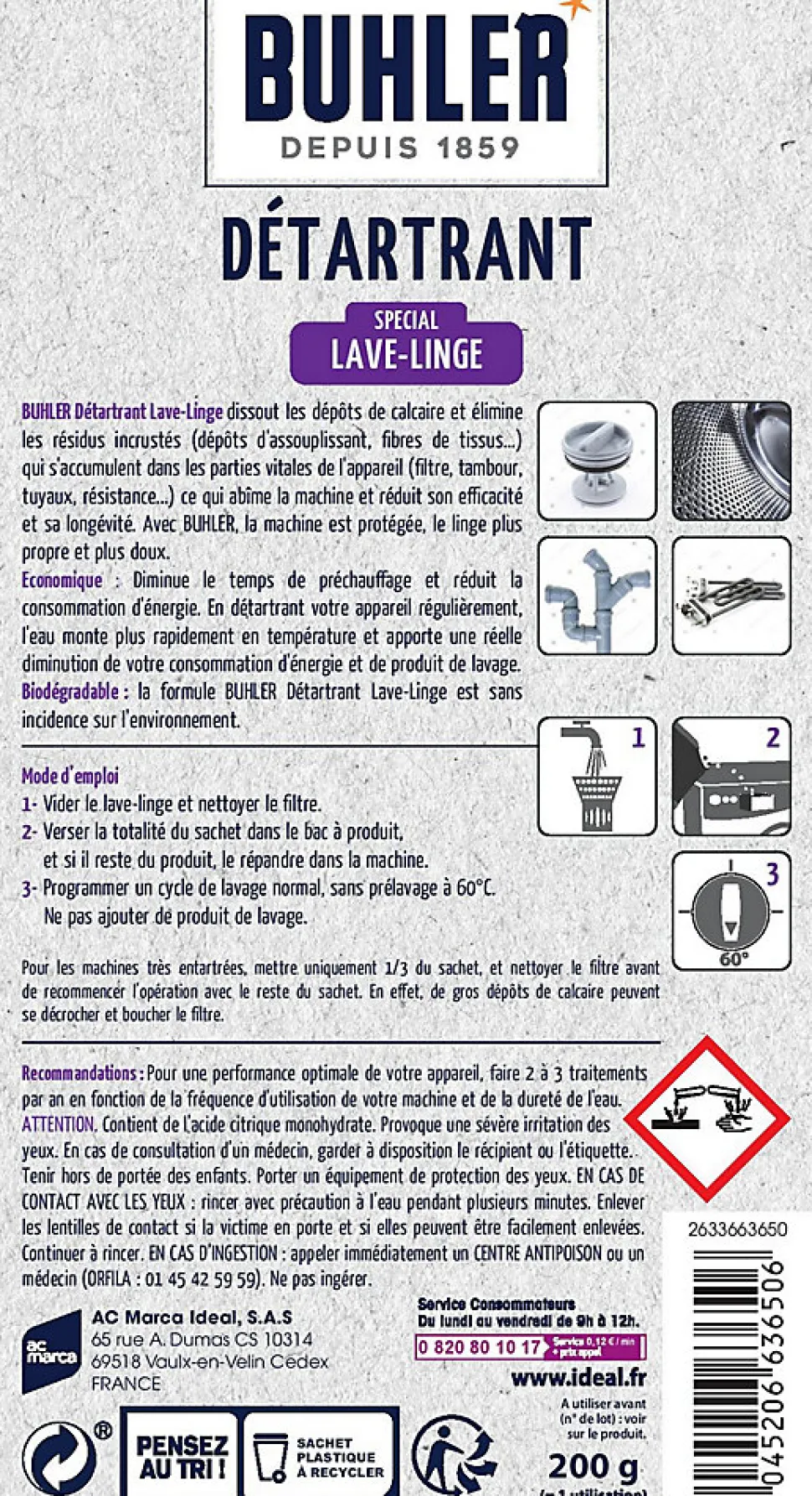 Nettoyant détartrant lave-linge Buhler 200g