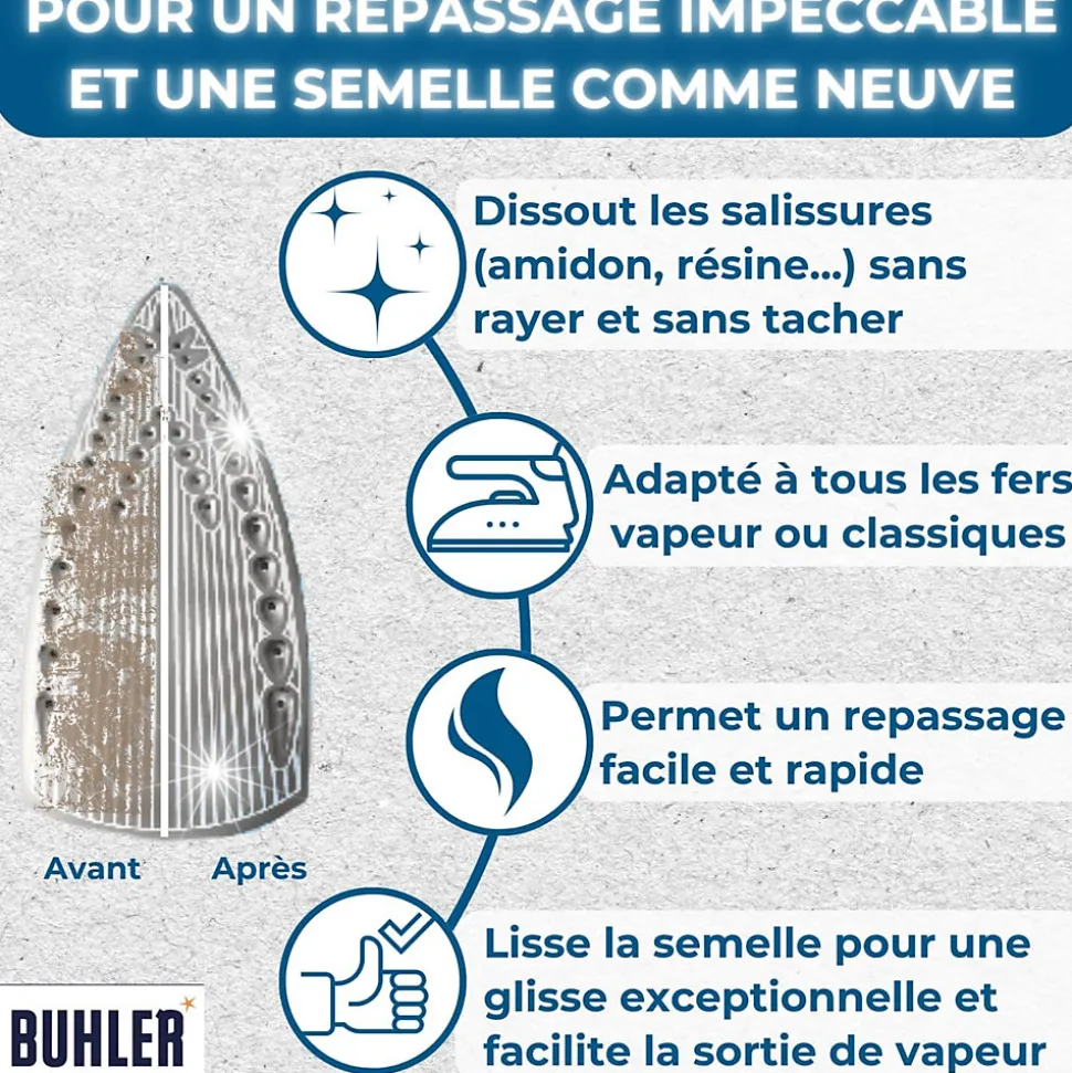 Nettoyant semelle fer à repasser Buhler 2x20 g