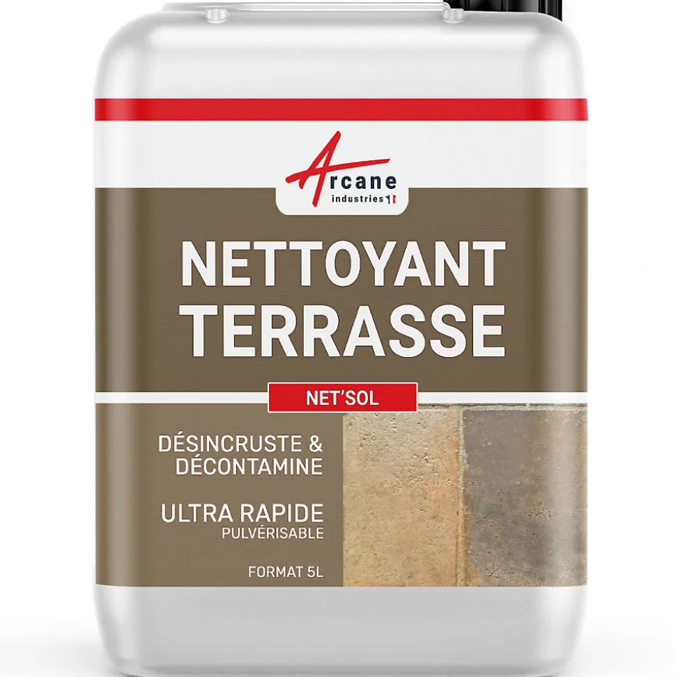 Nettoyant terrasse professionnel rapide pavé autobloquant pierre béton - 5 L - ARCANE INDUSTRIES