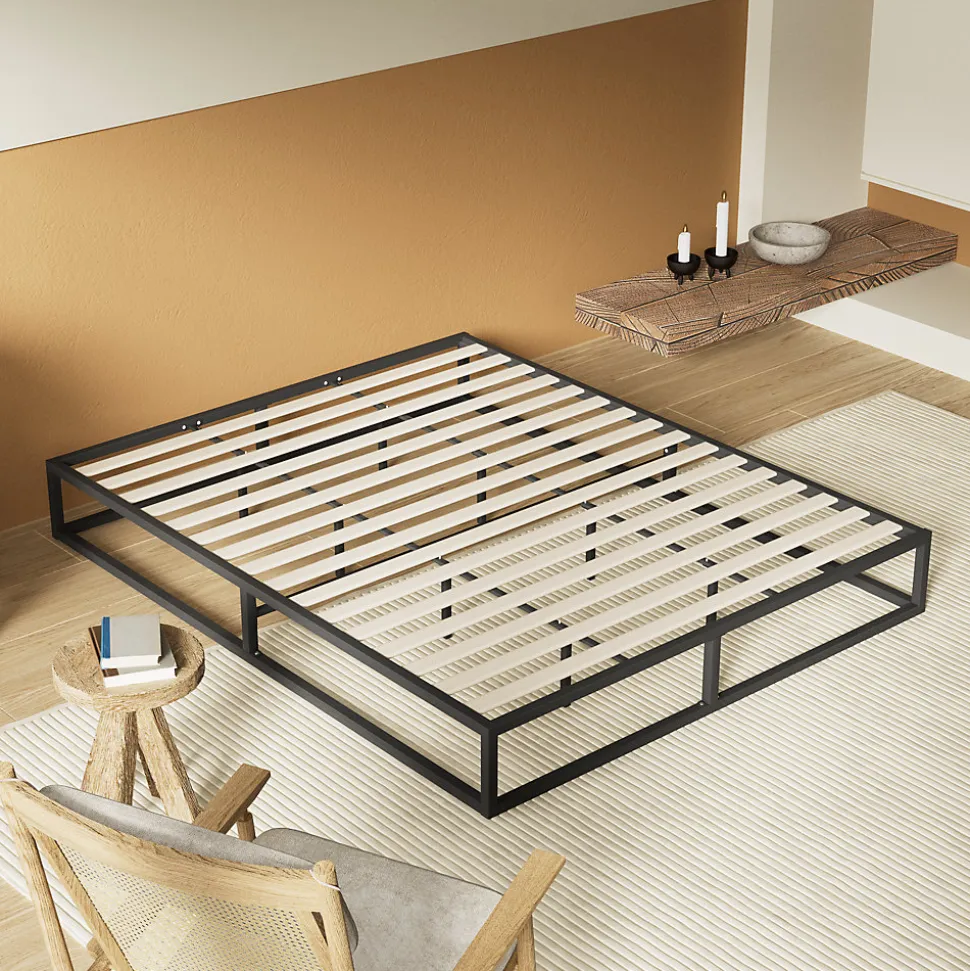 November Sleep Lit 140 x 200 cm - Cadre en acier - Lattes en bois