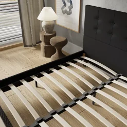 November Sleep Lit 140x200 cm avec tête de lit tissu noir