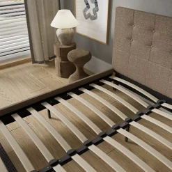 November Sleep Lit 140x190 cm avec tête de lit tissu brun