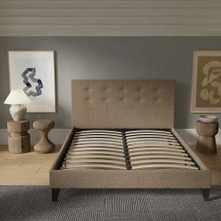 November Sleep Lit 140x190 cm avec tête de lit tissu brun