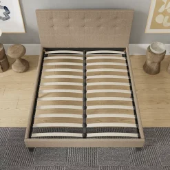 November Sleep Lit 140x200 cm avec tête de lit tissu brun