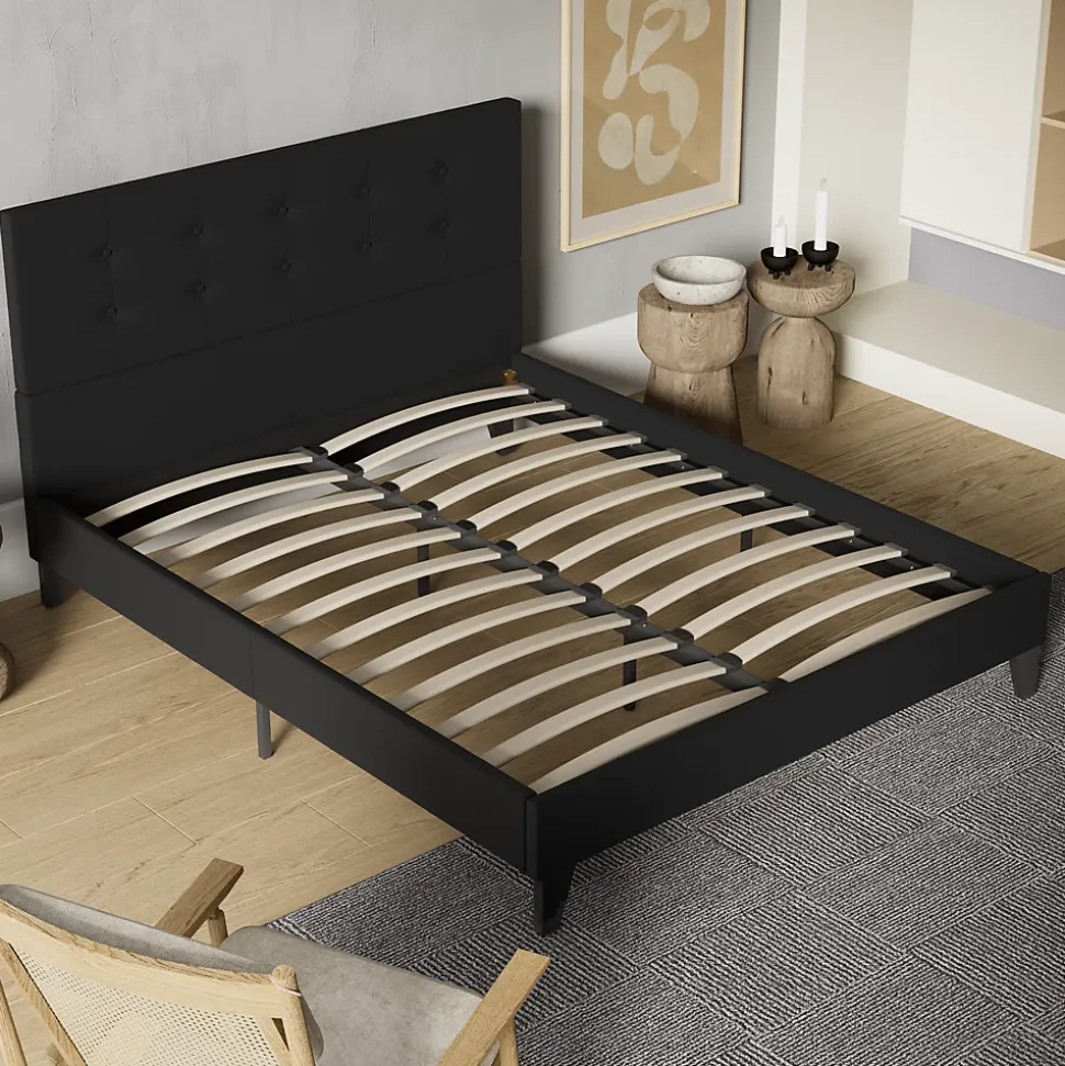 November Sleep Lit 120x190 cm avec tête de lit tissu noir