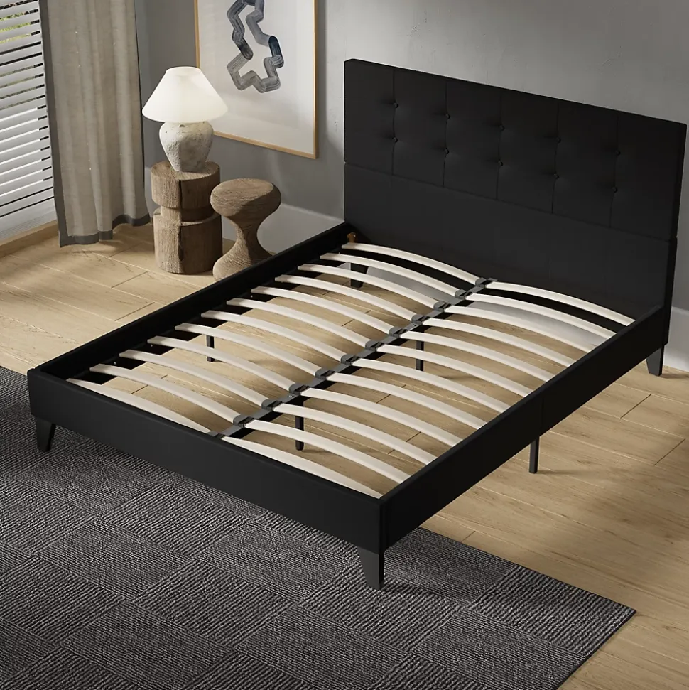 November Sleep Lit 120x190 cm avec tête de lit tissu noir