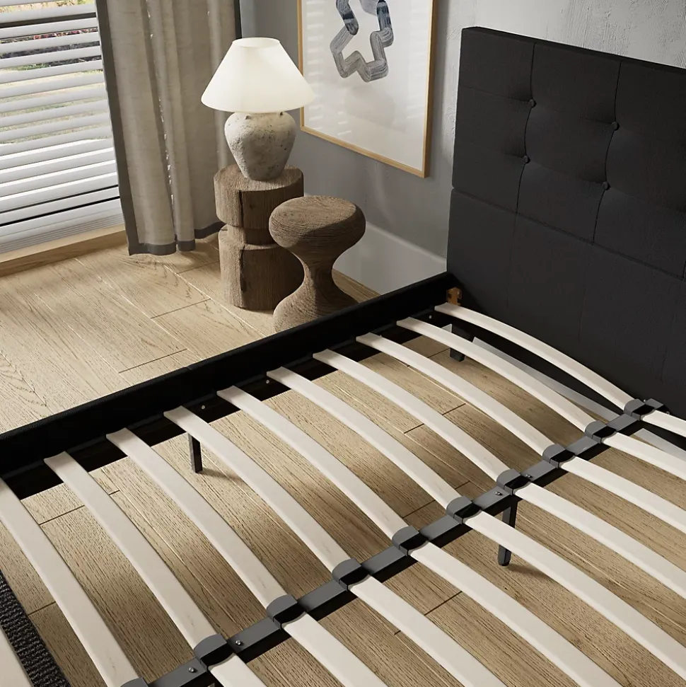 November Sleep Lit 120x190 cm avec tête de lit tissu noir