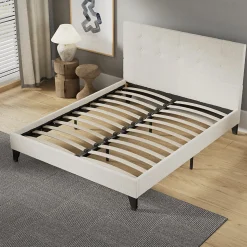 November Sleep Lit 140x190 cm avec tête de lit tissu lin