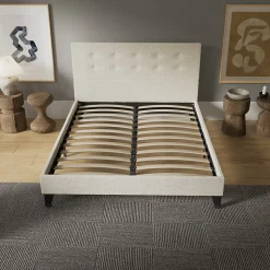 November Sleep Lit 140x190 cm avec tête de lit tissu lin