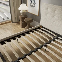 November Sleep Lit 140x190 cm avec tête de lit tissu lin