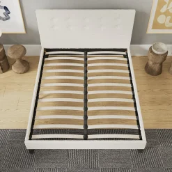 November Sleep Lit 140x190 cm avec tête de lit tissu lin