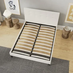 November Sleep Lit 140x190 cm avec tête de lit tissu lin