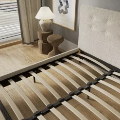 November Sleep Lit 160x200 cm avec tête de lit tissu lin