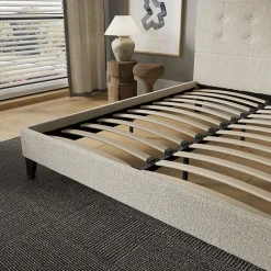 November Sleep Lit 160x200 cm avec tête de lit tissu lin