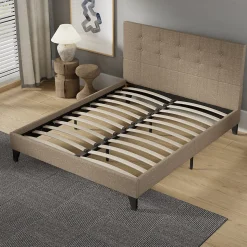 November Sleep Lit 120x190 cm avec tête de lit tissu brun