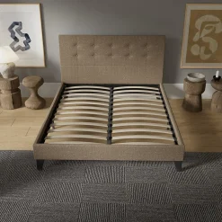 November Sleep Lit 120x190 cm avec tête de lit tissu brun