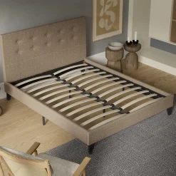 November Sleep Lit 120x190 cm avec tête de lit tissu brun