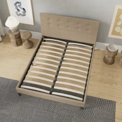 November Sleep Lit 120x190 cm avec tête de lit tissu brun