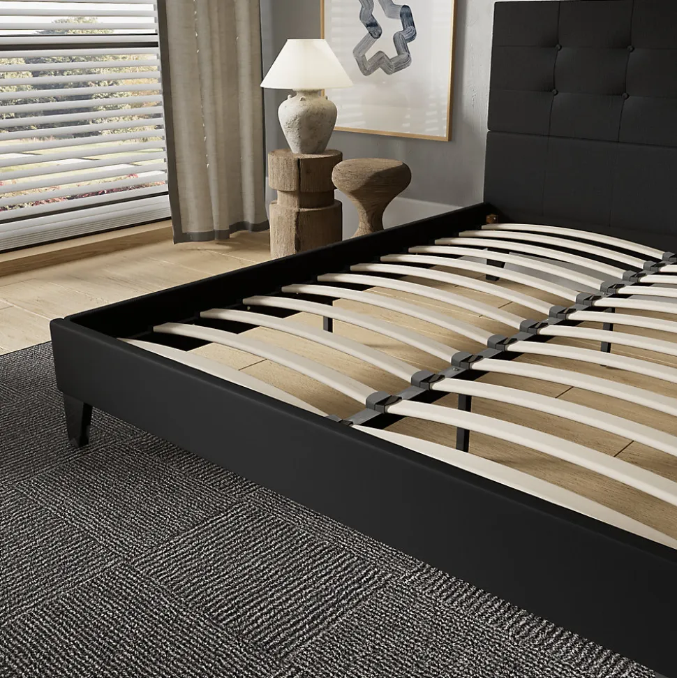 November Sleep Lit 160x200 cm avec tête de lit tissu noir