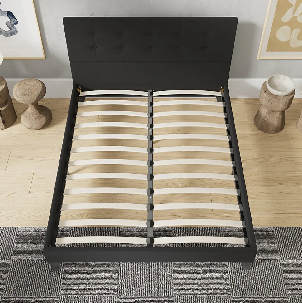 November Sleep Lit 160x200 cm avec tête de lit tissu noir