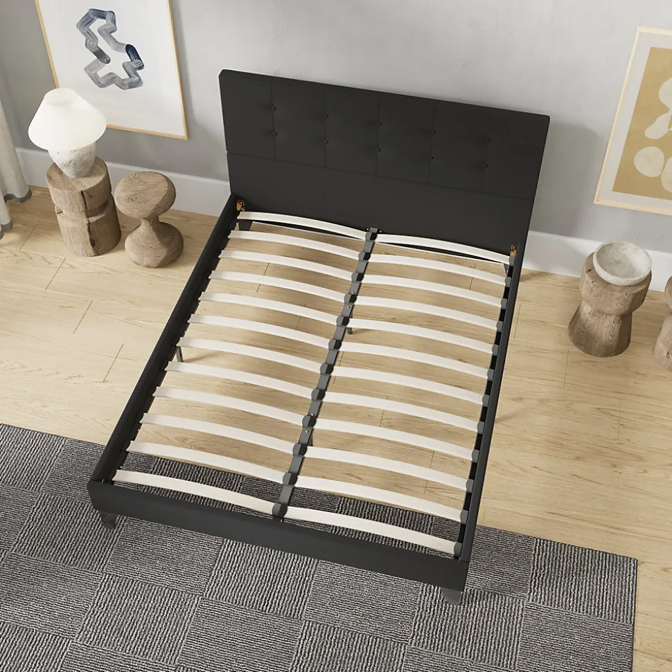 November Sleep Lit 160x200 cm avec tête de lit tissu noir