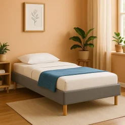 Nuits D'or Gregory - Solide et Confortable Sommier Tapissier Gris + Pieds en 20 cm pour Matelas en 70x190-13 Lattes - Montage Rapi