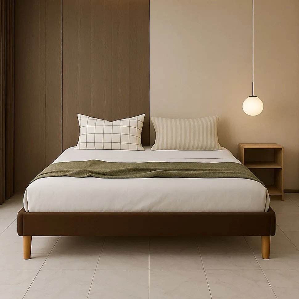 Nuits D'or Gregory - Solide et Confortable Sommier Tapissier Marron + Pieds en 20 cm pour Matelas en 120x200-13 Lattes - Montage R