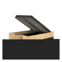 ODYSSEE Lit adulte - 140x200 cm - Avec coffre relevable - Décor chene et noir - L 166,2 x 66,5 x 205,8 cm
