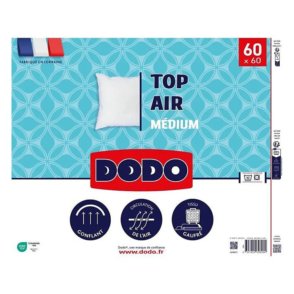 Oreiller - DODO - MEDIUM TOP AIR - 60 x 60 cm - Blanc