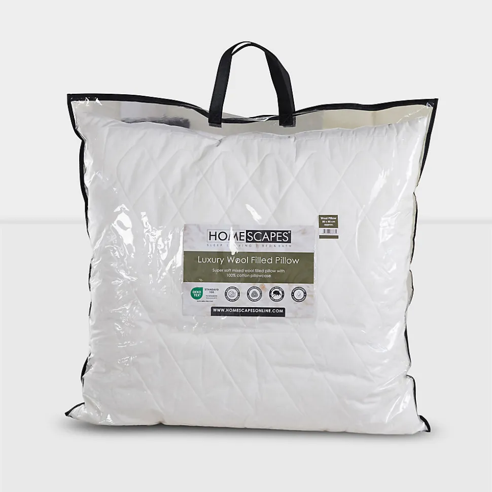 Oreiller carré en laine, 80 x 80 cm - HOMESCAPES