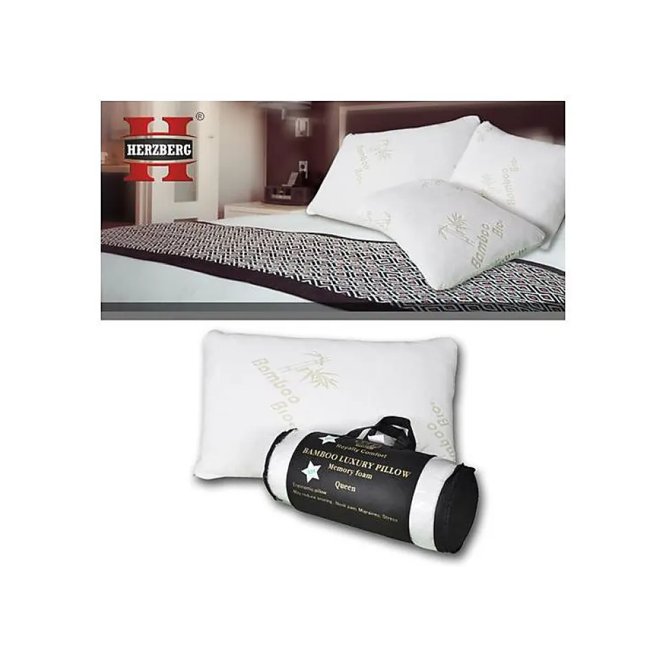 Oreiller de luxe en bambou Queen 50x76cm Herzberg HG5076BM-blanc