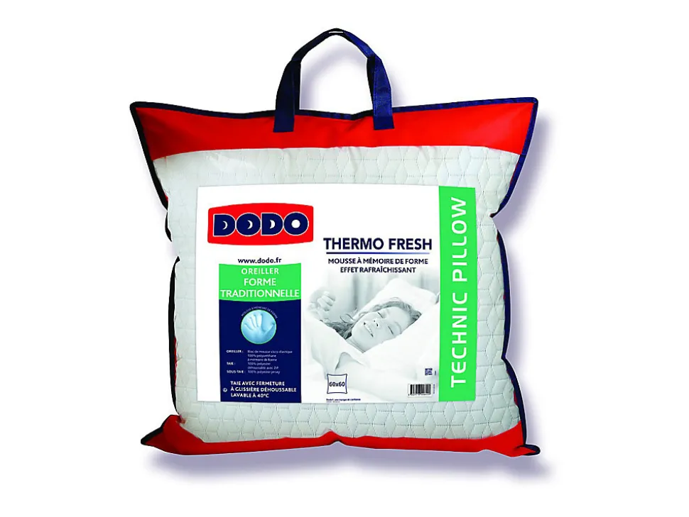 Oreiller DODO - mousse mémoire de forme effet rafraîchissant - 60x60 cm - FRESH