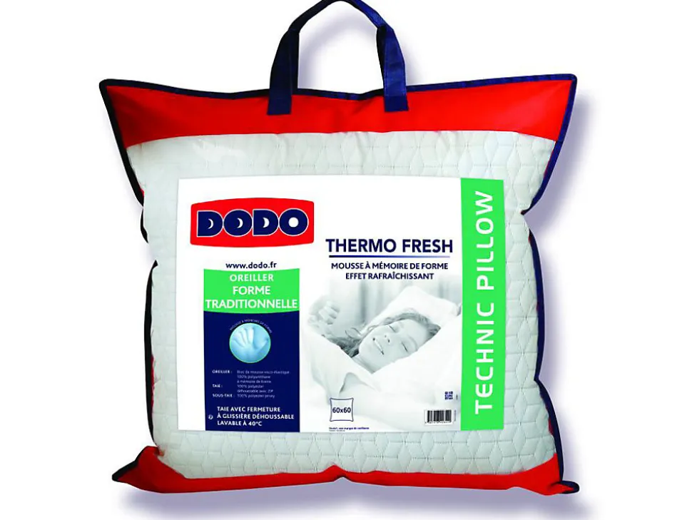 Oreiller DODO - mousse mémoire de forme effet rafraîchissant - 60x60 cm - FRESH
