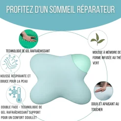 Oreiller en forme de papillon avec gel rafraîchissant - 53x43x12 - MULTIPOSITIONS