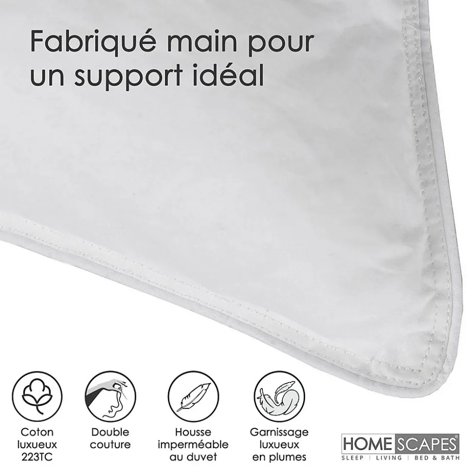 Oreiller en plumes de canard 50 x 75 cm, lot de 2 - HOMESCAPES