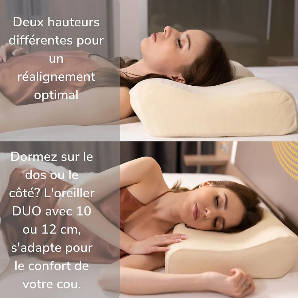 Oreiller ergonomique de luxe avec taie d'oreiller rafraîchissante 3 taies d'oreiller